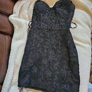 Lavetir Black Strapless Lace-Up Corset Mini Dress Size 0